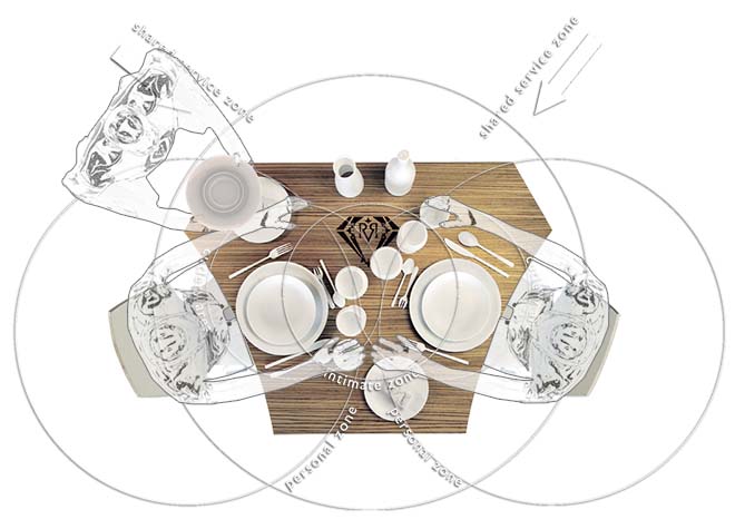 Concept de table haut de gamme polygonale design pour la restauration