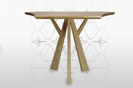 Table design diamant avec pied diamant bois luxe salle restaurant